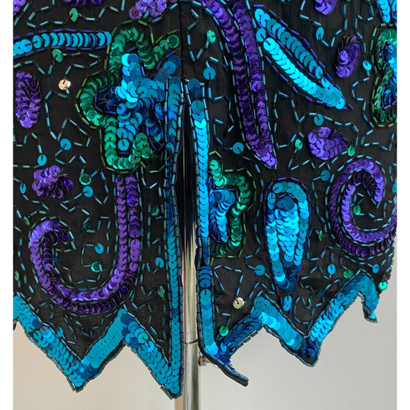 Vintage Retro 1980's Lawrence Kazar Fully Sequinned Evening Dress size Large - Picture 11 of 14